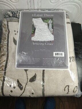 Manual Amazing Grace 2-Layer Throw Blanket - Cream and Black 46 X 60 Cotton